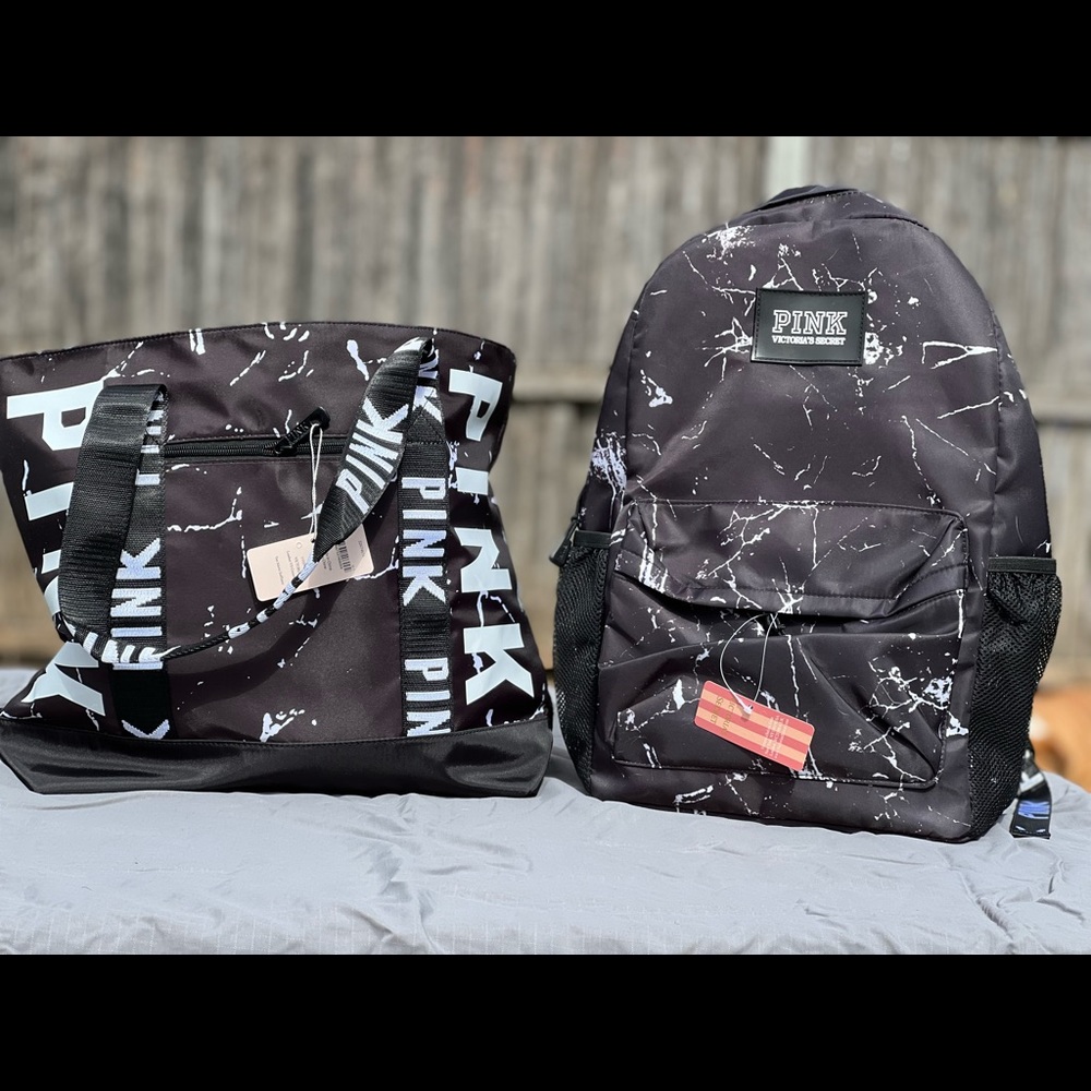 Pink bag set book bag and tote bag